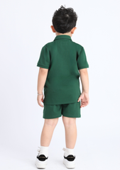 Set Polo Bé Trai Xanh Lá Thêu Logo