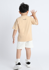 Áo Thun Form Rộng Bé Trai 210gsm Be Capybara Trượt Ván