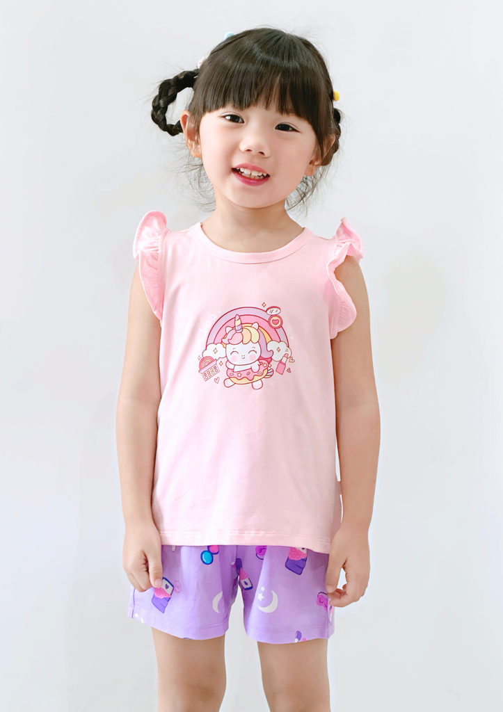 Đồ Bộ Cánh Tiên Bé Gái Hồng Lovely Unicorn