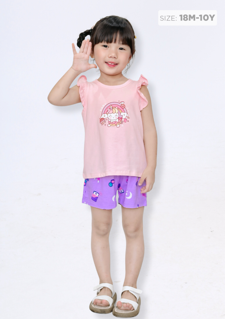 Đồ Bộ Cánh Tiên Bé Gái Hồng Lovely Unicorn