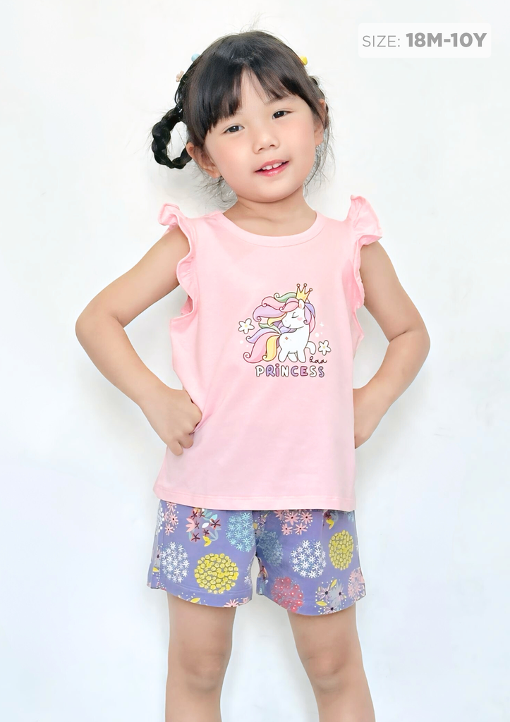 Đồ Bộ Cánh Tiên Bé Gái Hồng Princess Unicorn