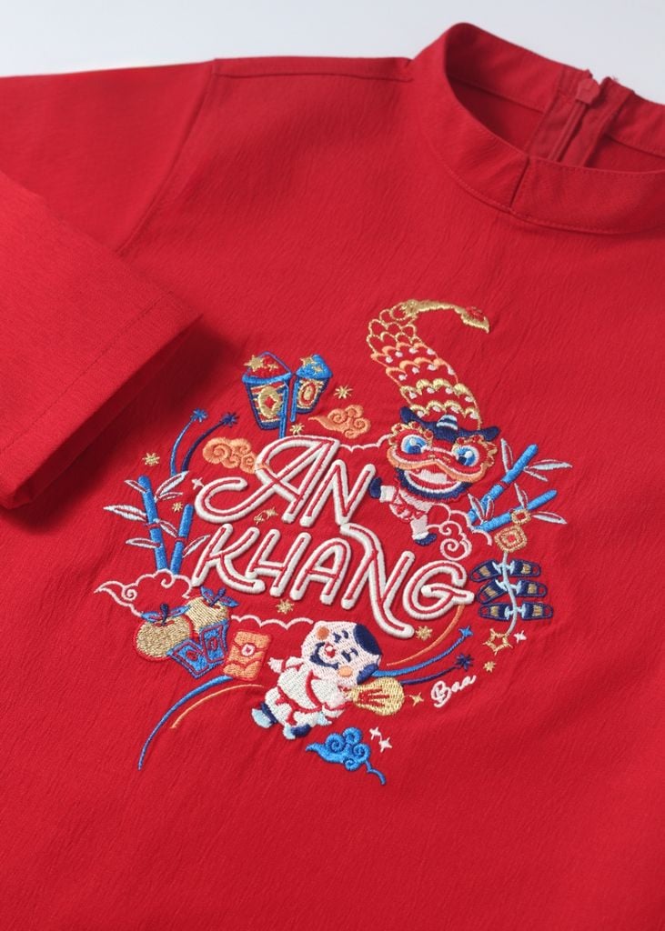 An Khang - Set Áo Dài Thêu Cao Cấp Bé Trai Đỏ