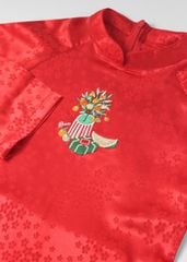 Hoa Quả - Set Áo Dài Thêu Cao Cấp Bé Gái Đỏ