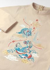 Rồng Rắn Lên Mây - Set Áo Dài Thêu Cao Cấp Bé Trai Be