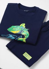 Set Thun Form Rộng Bé Trai 210gsm Navy Cá Mập