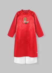 Hoa Quả - Set Áo Dài Thêu Cao Cấp Bé Gái Đỏ