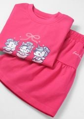 Set Áo Thun Lửng & Chân Váy Bé Gái 210gsm Hồng Unicorn Ballet