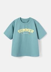 Áo Thun Form Rộng Bé Trai 195gsm Xanh Nhạt Summer