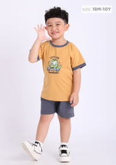 Đồ Bộ Ngắn Tay Bé Trai Nâu Cá Sấu Xanh