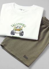 Đồ Bộ Ngắn Tay Bé Trai Trắng Xe Đua California