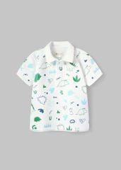 Áo Polo Bé Trai Trắng Hoạ Tiết Khủng Long 02