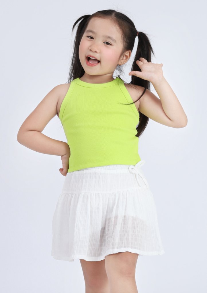 Áo Thun Ba Lỗ Gân Bé Gái Xanh Bơ