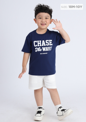 Áo Thun Form Rộng Bé Trai 195gsm Navy Chase The Wave