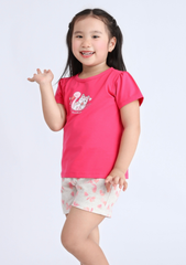 Đồ Bộ Ngắn Tay Bé Gái Hồng Mèo Tắm Nắng