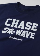 Áo Thun Form Rộng Bé Trai 195gsm Navy Chase The Wave