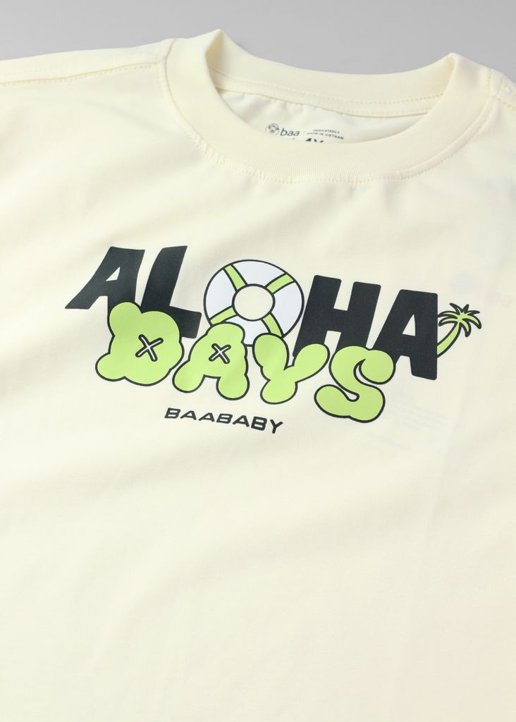 Áo Thun Form Rộng Bé Trai 195gsm Kem Aloha Days