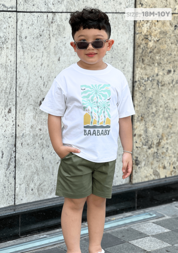 Áo Thun Form Rộng Bé Trai 195gsm Trắng Summer