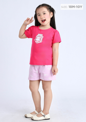 Đồ Bộ Ngắn Tay Bé Gái Hồng Dâu Cute Milk