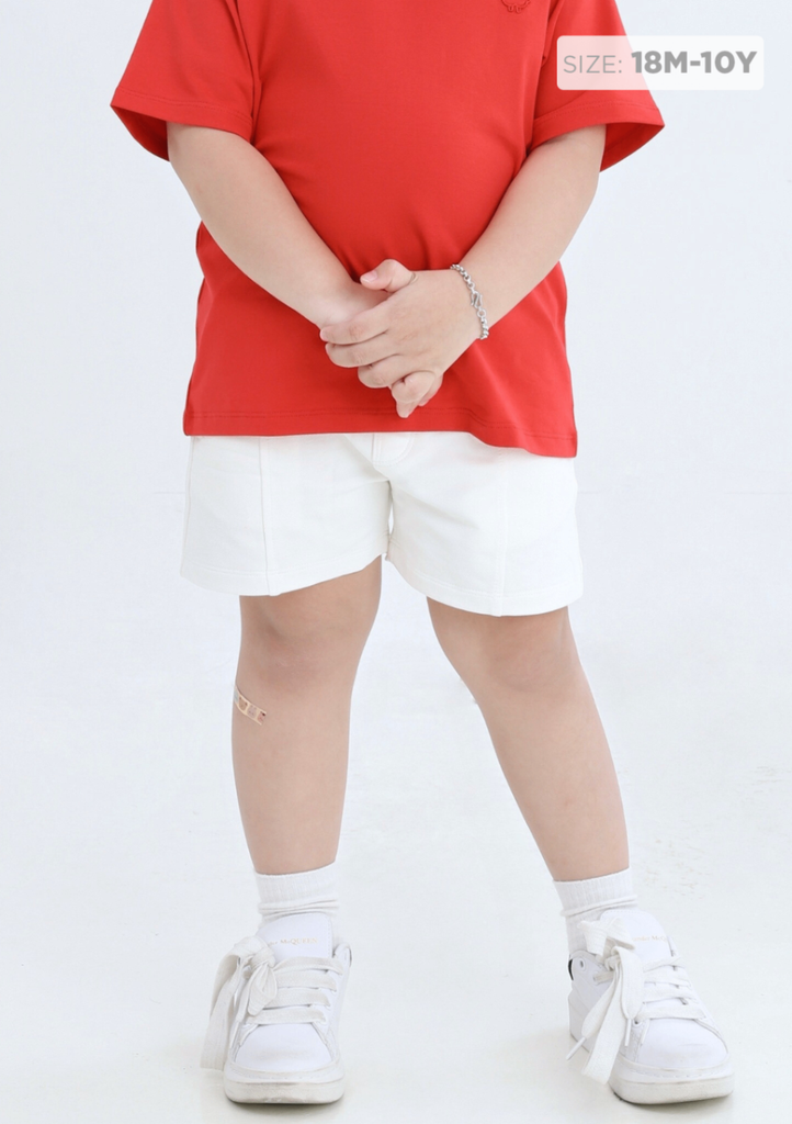 Quần Short Thun Diễu Chỉ Bé Trai Trắng Kem 04