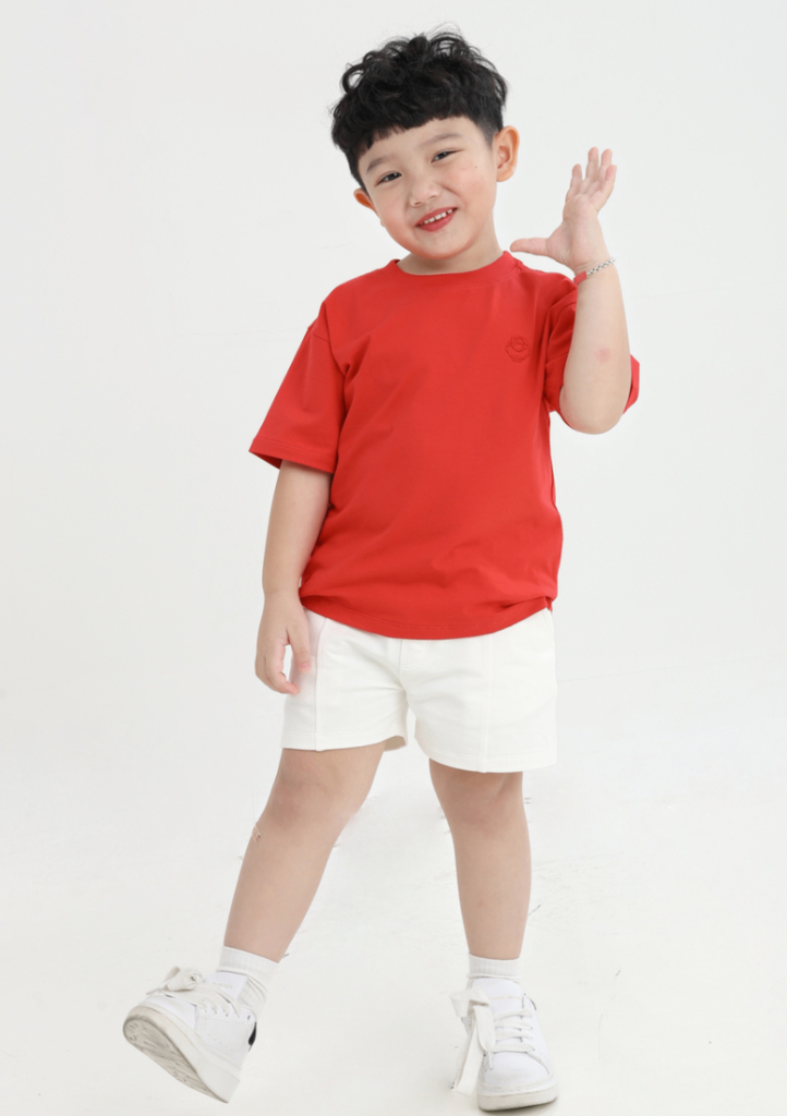 Quần Short Thun Diễu Chỉ Bé Trai Trắng Kem 04