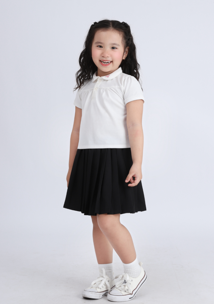 Chân Váy Quần Xếp Ly Bé Gái Đen 04