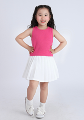 Chân Váy Quần Xếp Ly Bé Gái Trắng Kem 02