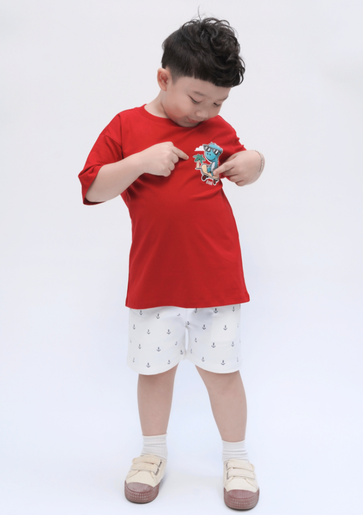 Quần Short Khakis Bé Trai Trắng Kem Mỏ Neo