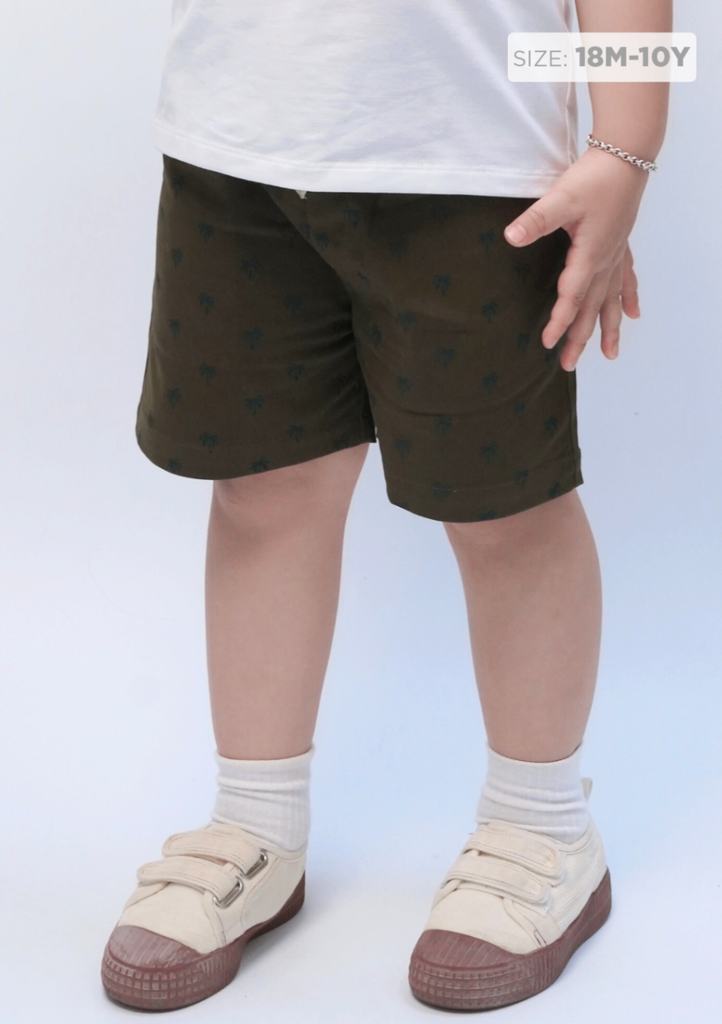 Quần Short Khakis Bé Trai Xanh Rêu Cây Dừa
