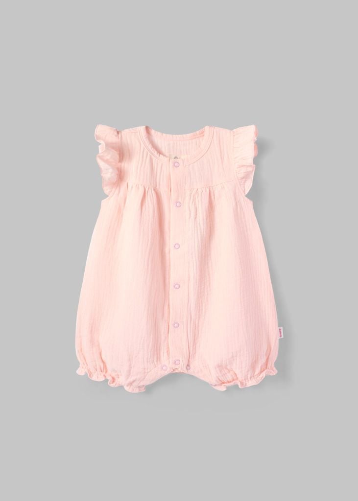 Romper Xô Muslin Cánh Tiên Bé Gái Hồng Cam