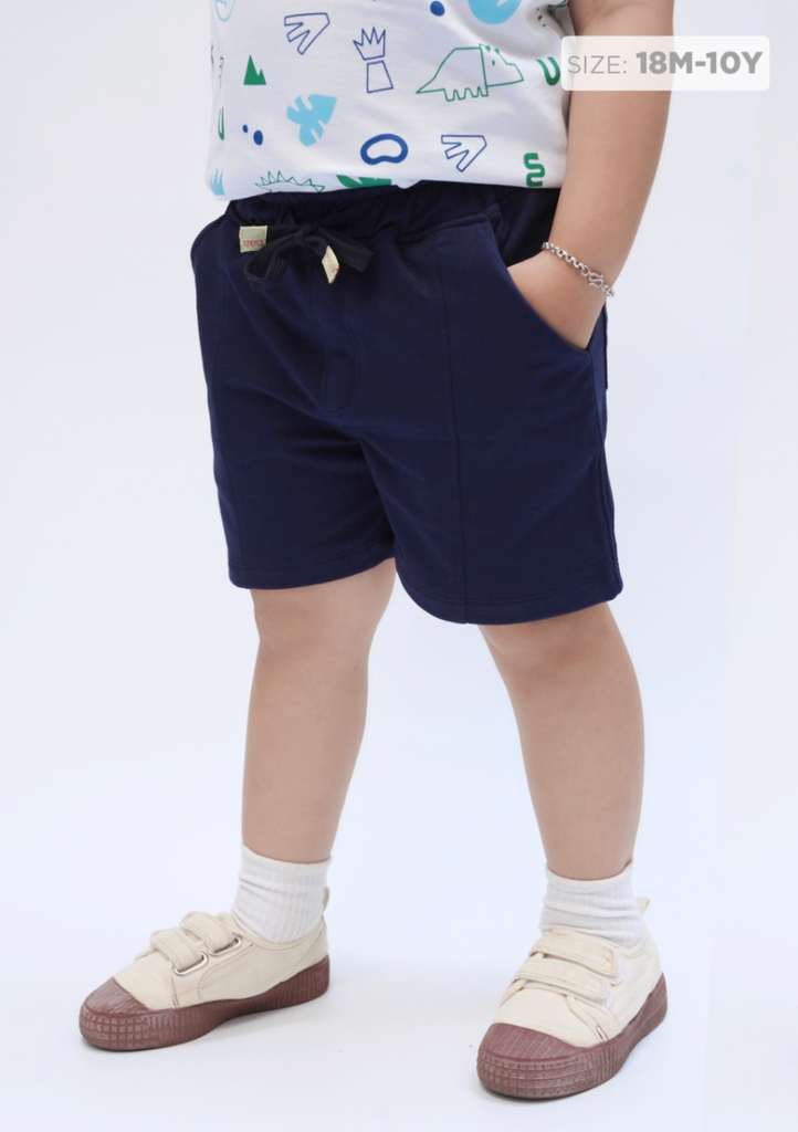 Quần Short Thun Diễu Chỉ Bé Trai Navy