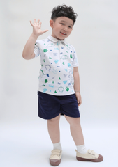 Quần Short Thun Diễu Chỉ Bé Trai Navy
