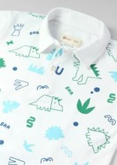 Áo Polo Bé Trai Trắng Hoạ Tiết Khủng Long 02