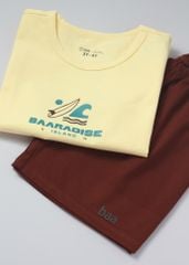 Đồ Bộ Ba Lỗ Bé Trai Vàng Phối Nâu Baaradise