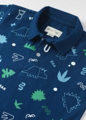 Áo Polo Bé Trai Xanh Hoạ Tiết Khủng Long