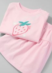 Set Áo Thun Lửng & Chân Váy Bé Gái 195gsm Hồng Summer Berries