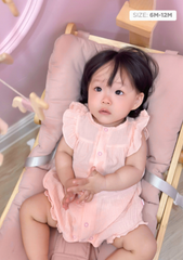 Romper Xô Muslin Cánh Tiên Bé Gái Hồng Cam
