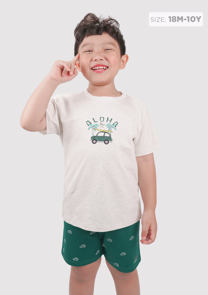 Đồ Bộ Ngắn Tay Bé Trai Xám Summer Aloha