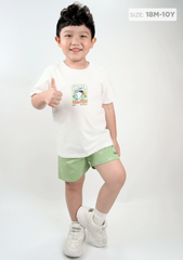 Đồ Bộ Ngắn Tay Bé Trai Trắng Cá Mập Lướt Ván
