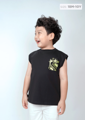 Áo Sát Nách Form Rộng Bé Trai Đen Skateboard