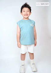 Áo Sát Nách Form Rộng Bé Trai Xanh Surfing