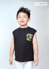Áo Sát Nách Form Rộng Bé Trai Đen Skateboard