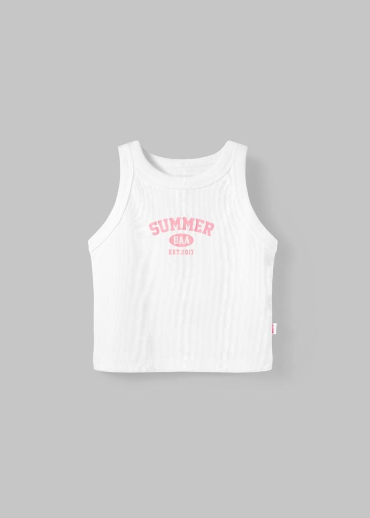 Áo Thun Ba Lỗ Gân Bé Gái Trắng Summer