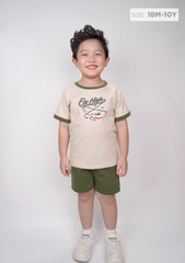 Đồ Bộ Ngắn Tay Bé Trai Be Fly High Phối Xanh Rêu