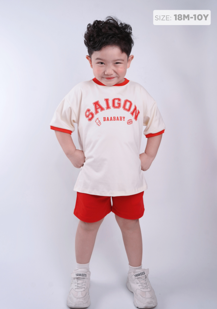 Set Thun Form Rộng Bé Trai Kem Phối Đỏ Saigon 03