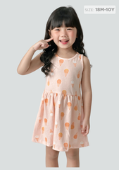 Đầm Ba Lỗ Bé Gái Cam Hoạ Tiết Ice-cream