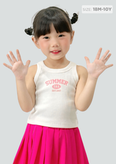 Áo Thun Ba Lỗ Gân Bé Gái Trắng Summer
