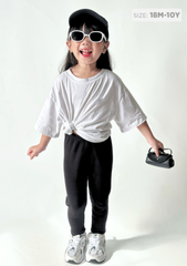 Quần Legging Bé Gái Thun Gân Đen