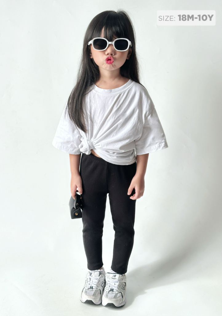 Quần Legging Bé Gái Thun Gân Đen
