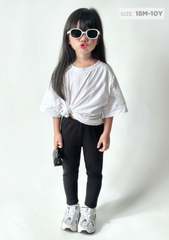 Quần Legging Bé Gái Thun Gân Đen