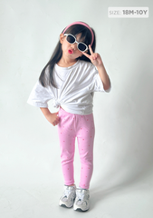 Quần Legging Bé Gái Thun Gân Hồng Hoa